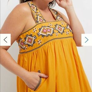 Anthropologie Teofila Embroidered Swing Dress